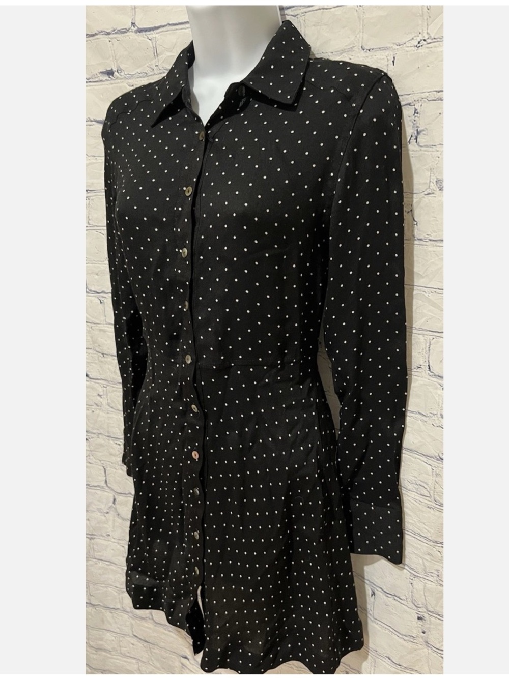 Philosophy Black Button-Down Polka Dot Dress - Picture 3 of 4